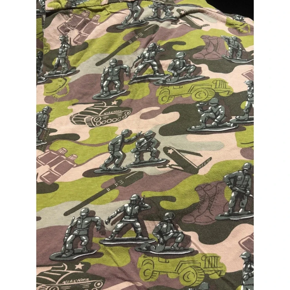 Rare Nick & Nora Queen Green Army Men Toy Soldiers Camo Sheet Set EUC Jersey VTG